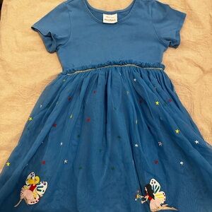 Hanna Andersson Blue Tulle Dress with Embroidered Stars & Fairy Appliqués